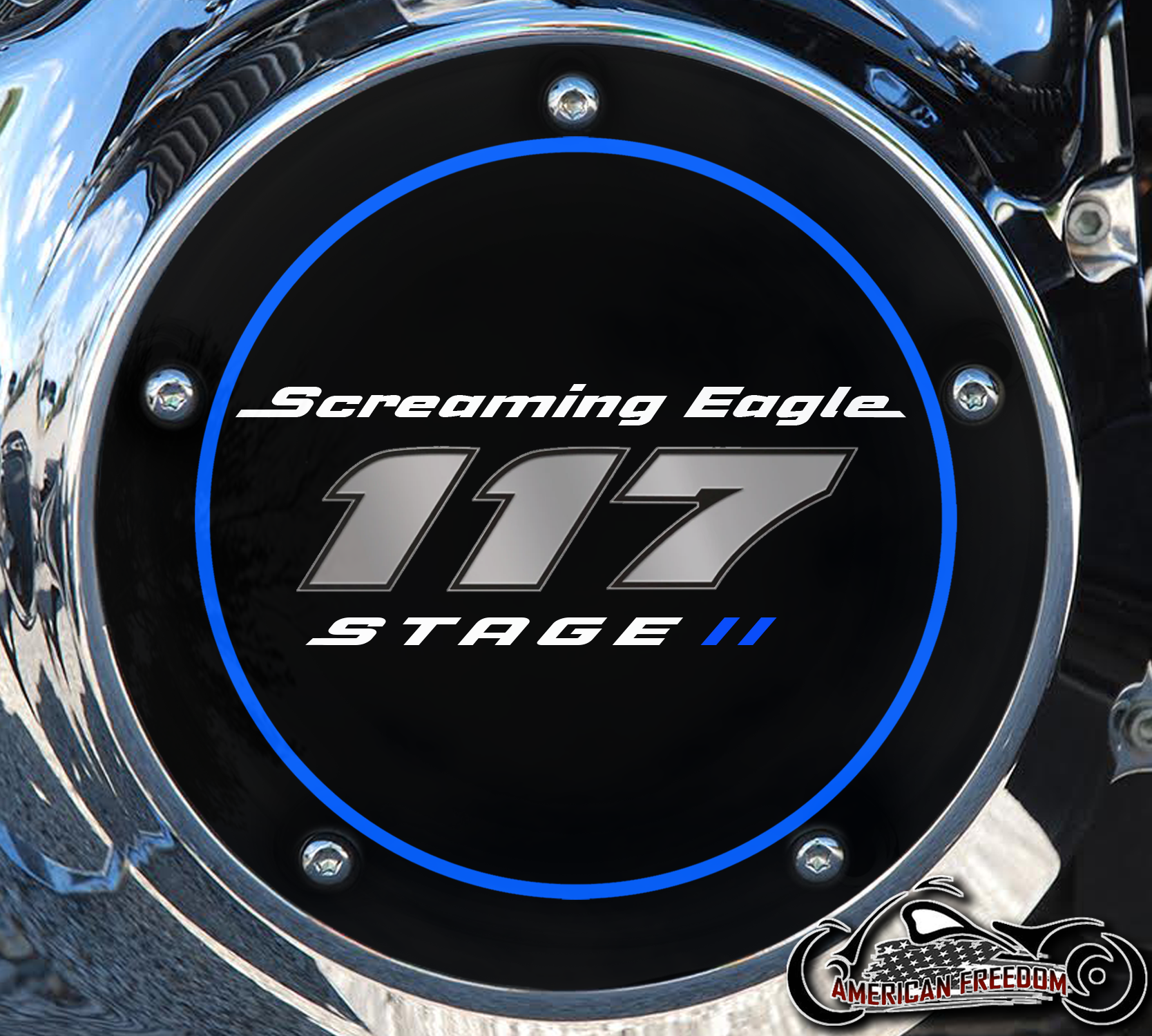 Screaming Eagle Stage II 117 Derby Cover Blue